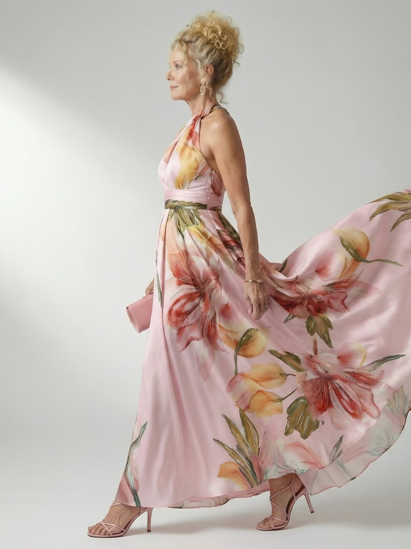 Amiel | Vestido Maxi Floral Ligero - Corte Americano Sin Mangas