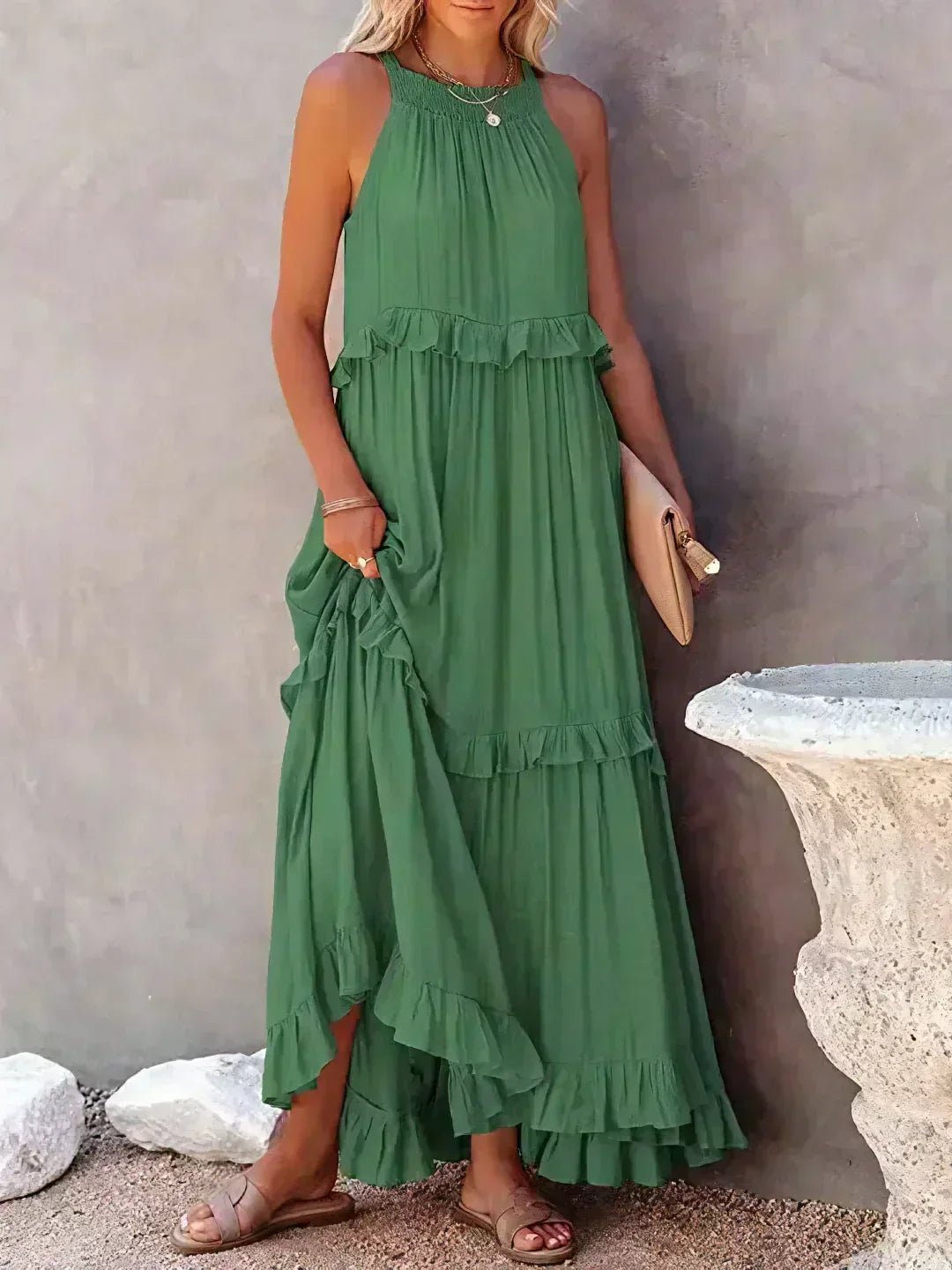 Landry - Vestido sin mangas con volantes chic