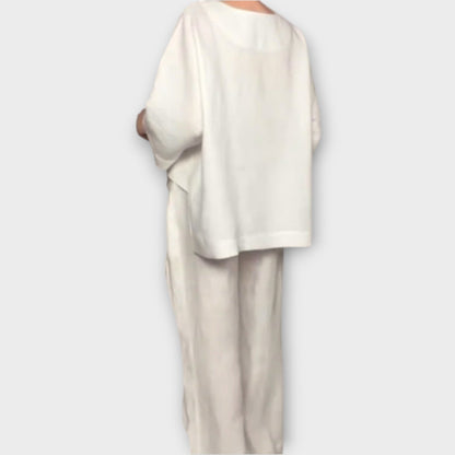 Conjunto de Lounge de Dos Piezas con Pierna Ancha y Ajuste Relajado