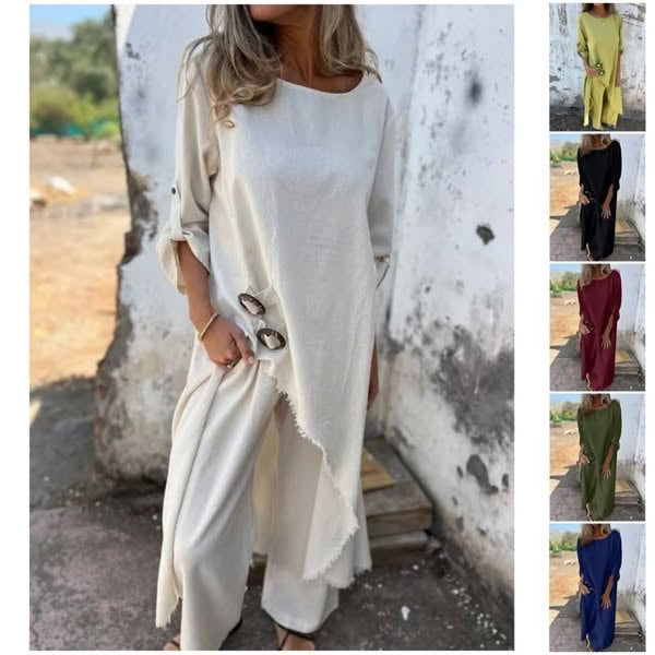 Everly – Conjunto Elegante de Algodón y Lino de Dos Piezas