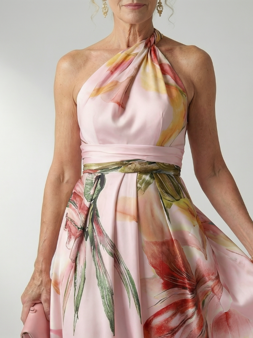 Amiel | Vestido Maxi Floral Ligero - Corte Americano Sin Mangas