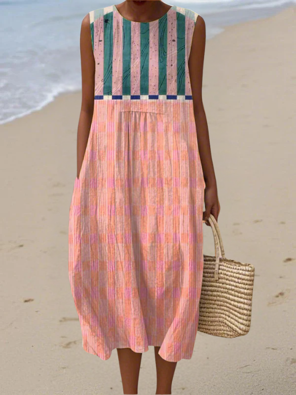 Lily | Vestido Midi Rayado en Tonos Pastel