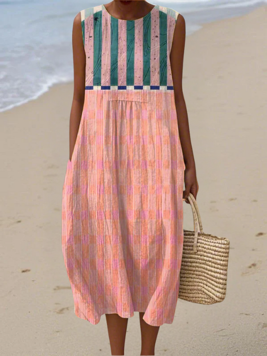 Lily | Vestido Midi Rayado en Tonos Pastel