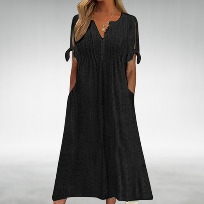 NATALIE – VESTIDO DE VERANO AZUL CLARO CON OJAL