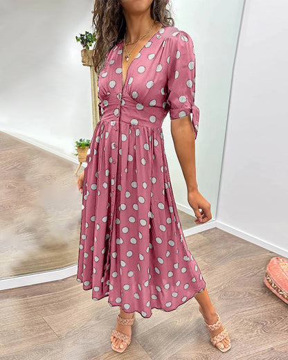 Maria | Vestido de Lunares con Botones