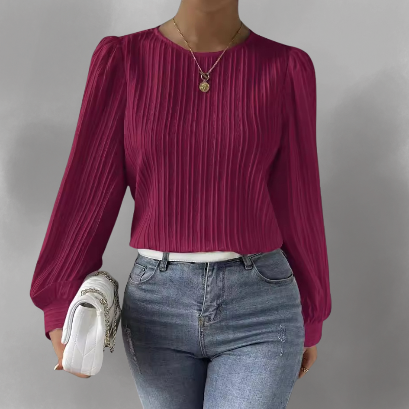 Carly – Blusa de Manga Larga Plisada