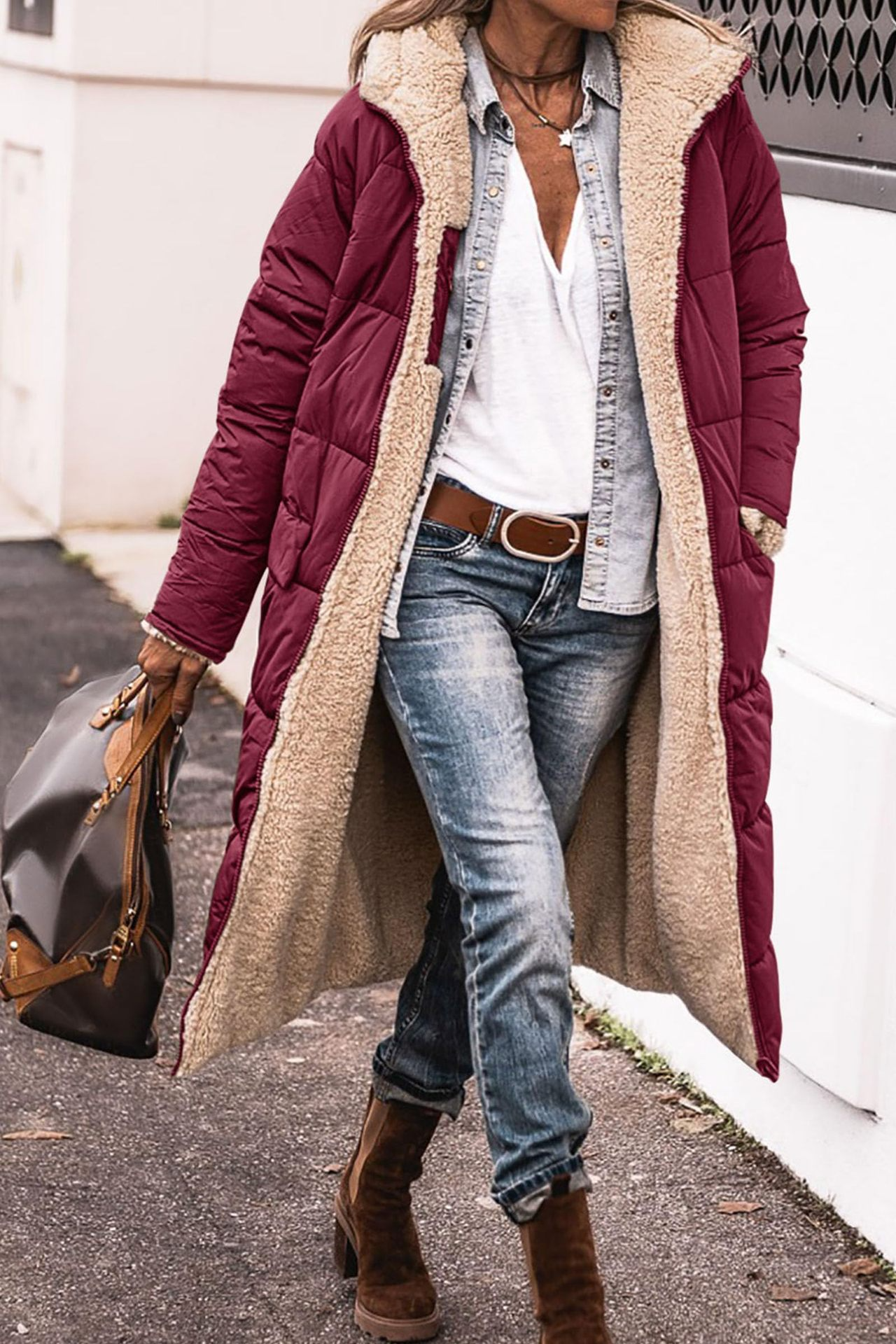 Johna – Abrigo Reversible de Sherpa Luxe