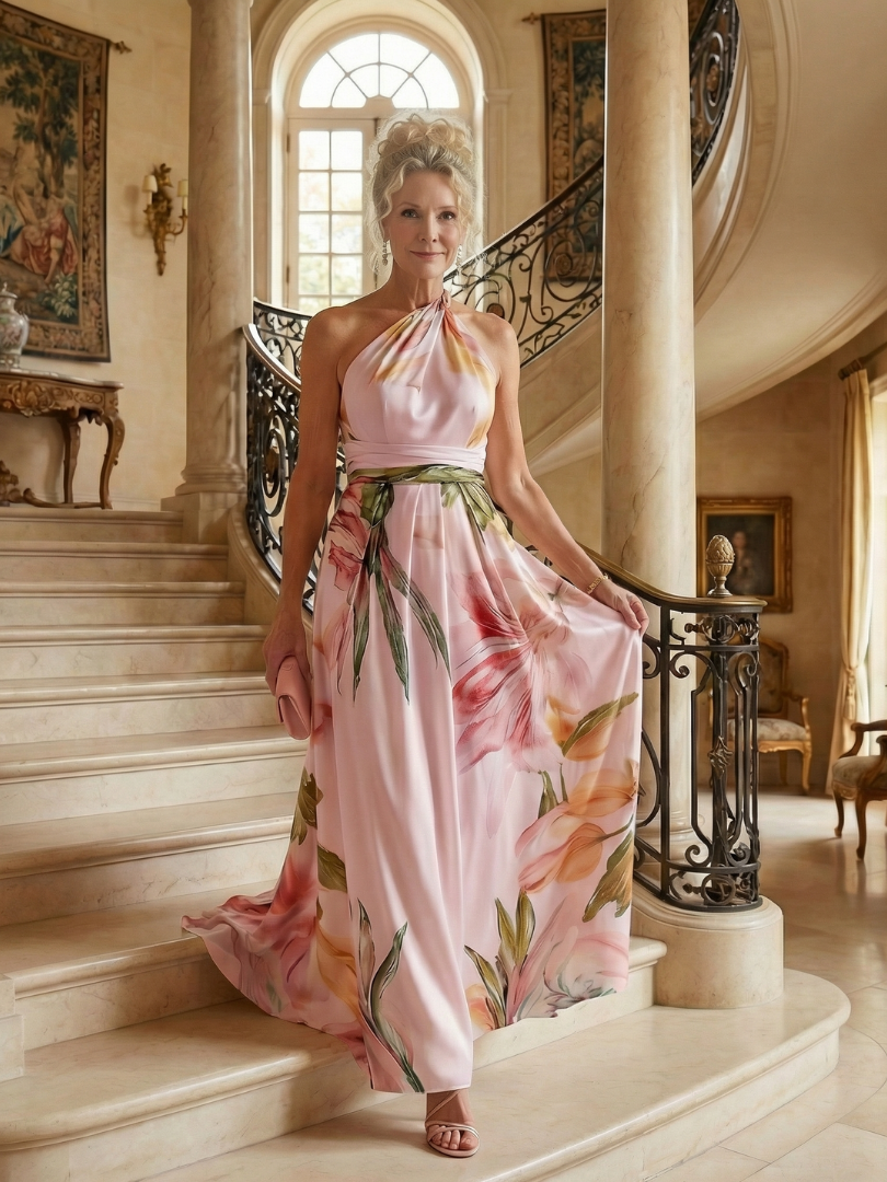 Amiel | Vestido Maxi Floral Ligero - Corte Americano Sin Mangas