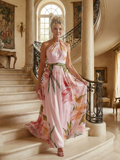 Amiel | Vestido Maxi Floral Ligero - Corte Americano Sin Mangas