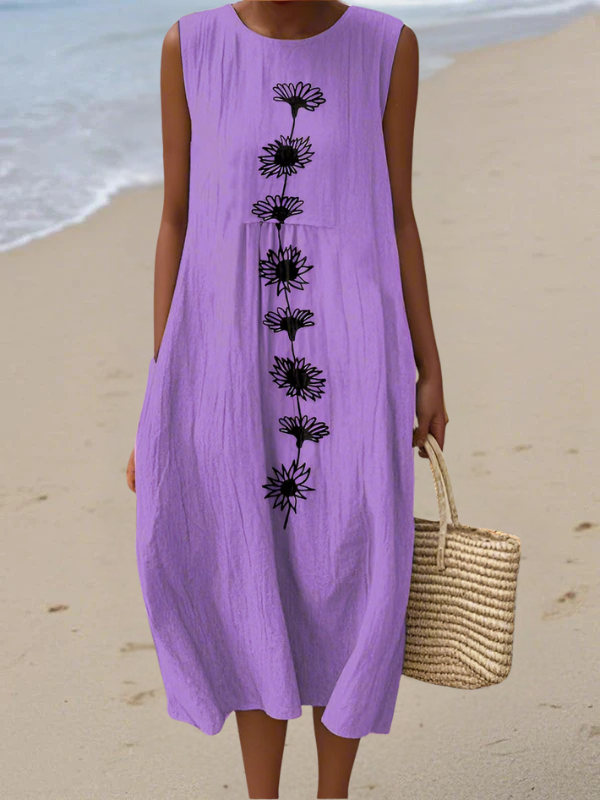 Emma | Vestido Midi en Flor Violeta