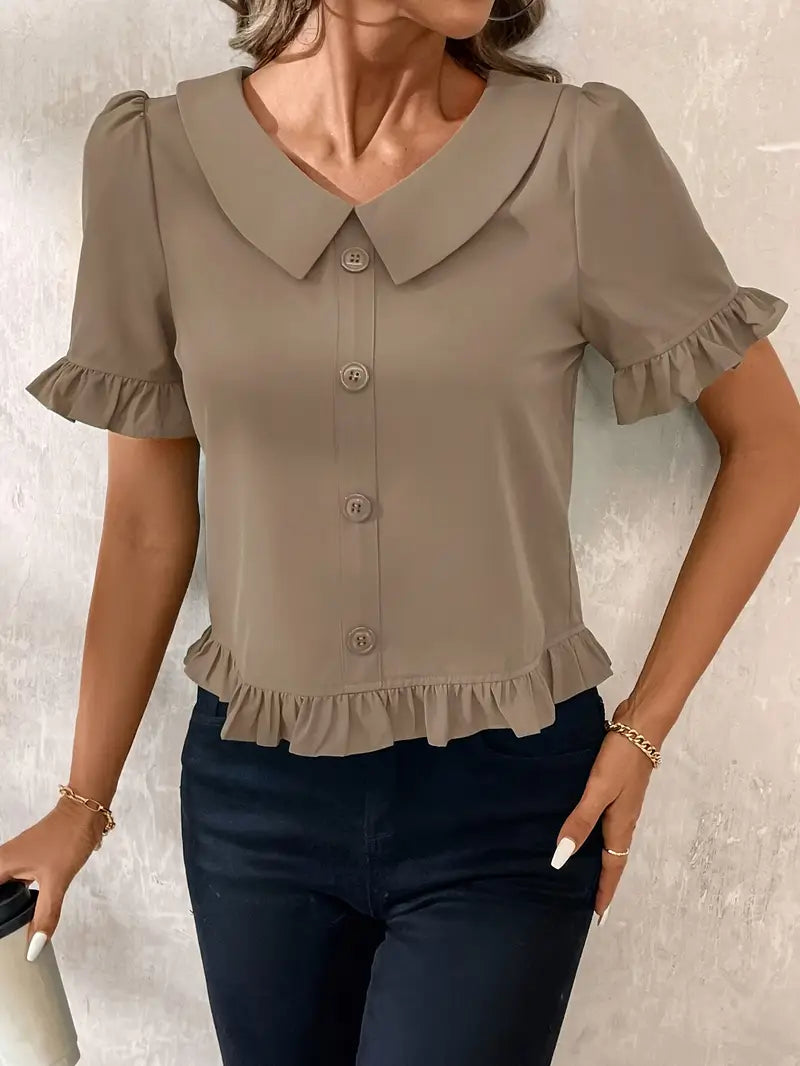 Foteini - Blusa Elegante de Manga Corta