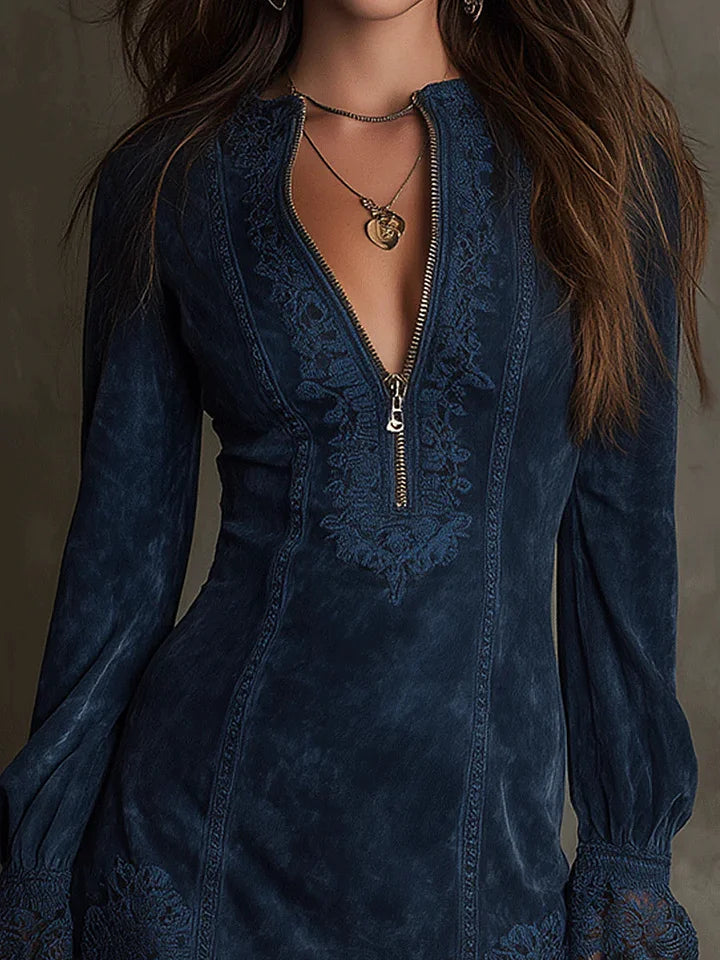 Mirunea | Vestido Corto con Encaje Artístico