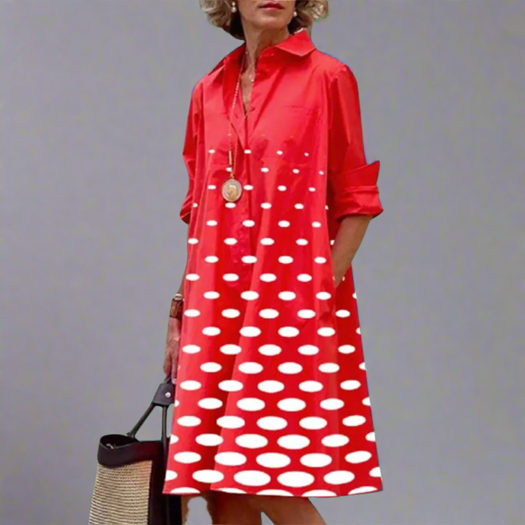Zosia | Vestido Retro de Manga Larga con Bolsillos para Mujeres