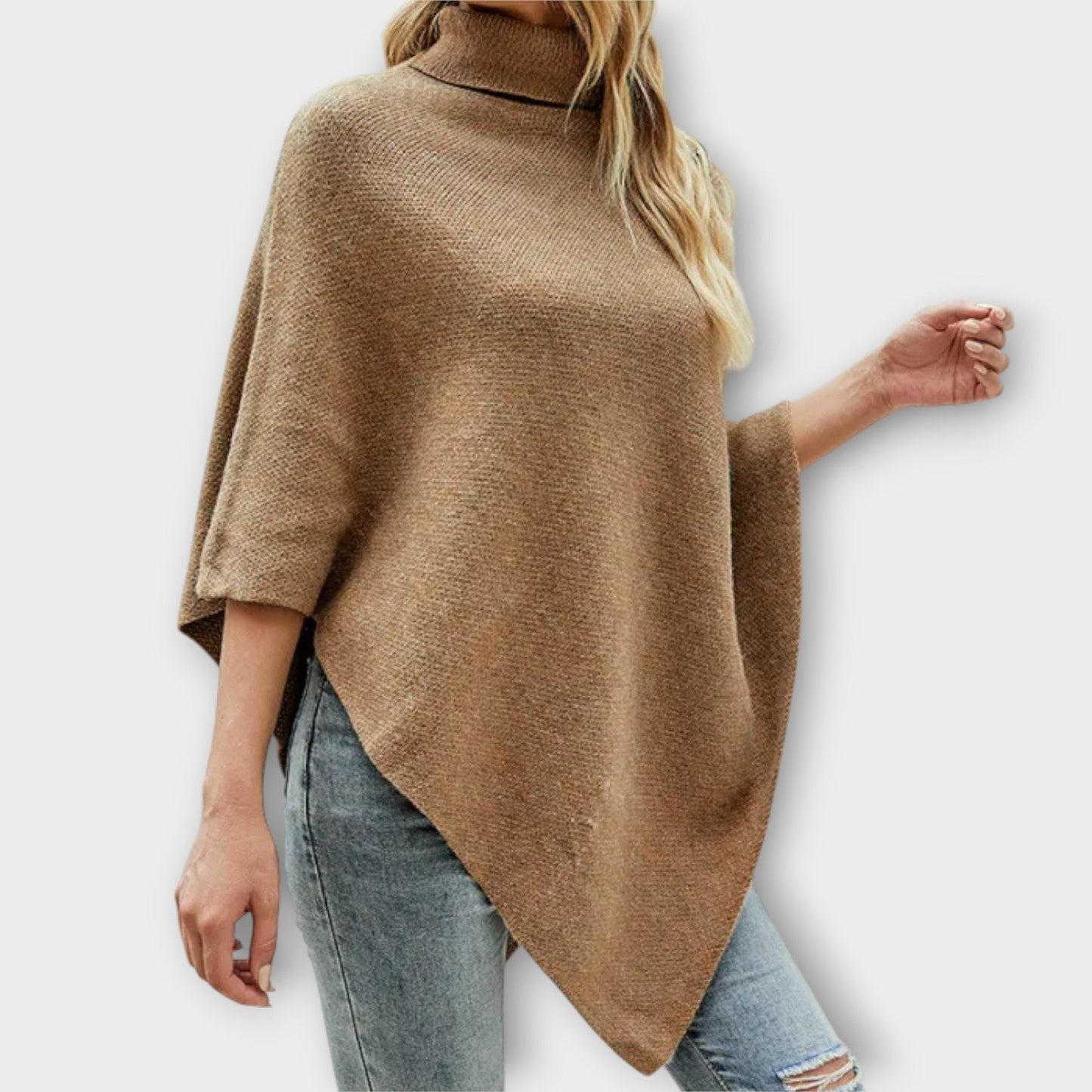 Poncho de Punto Suave con Detalles de Botones
