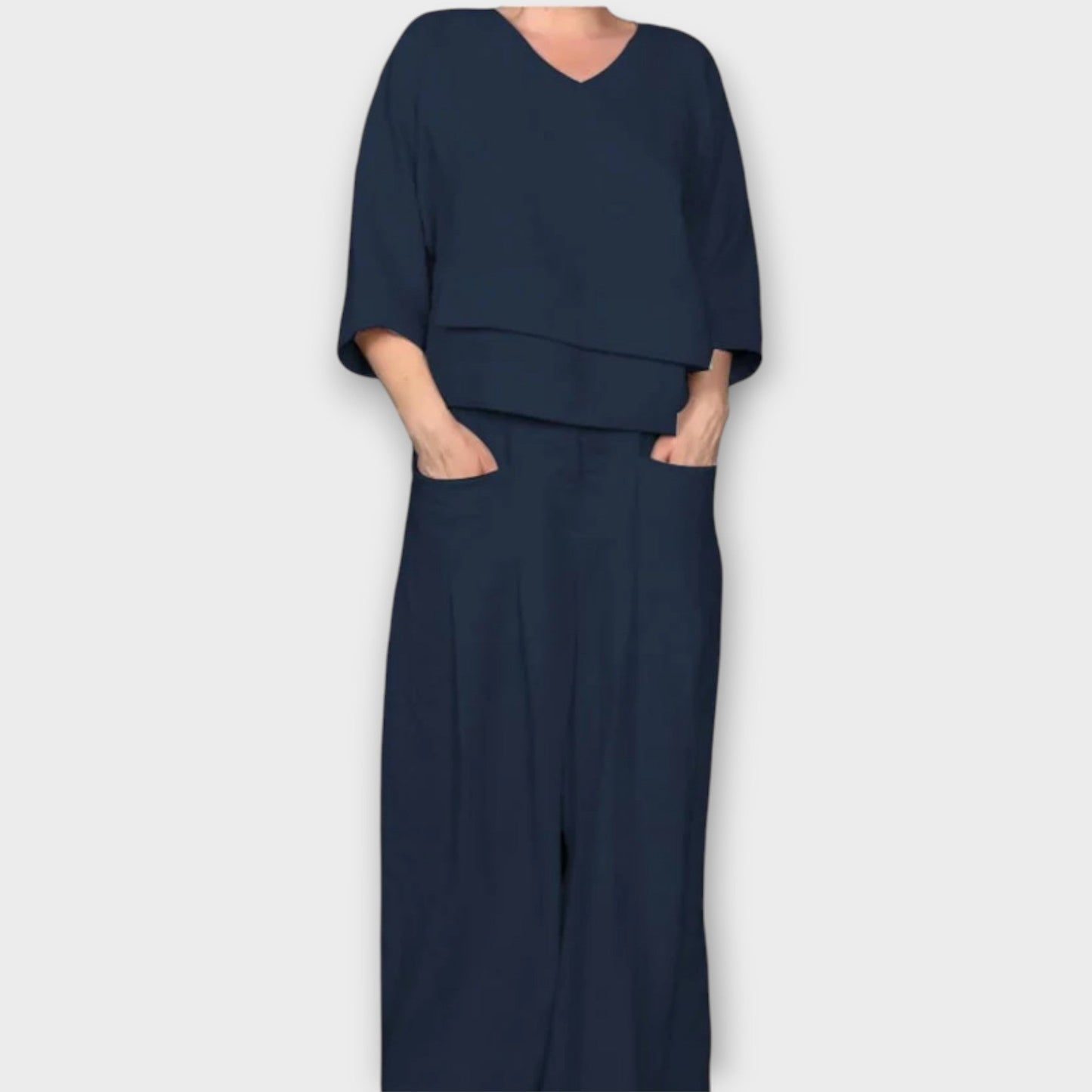 Conjunto de Lounge de Dos Piezas con Pierna Ancha y Ajuste Relajado