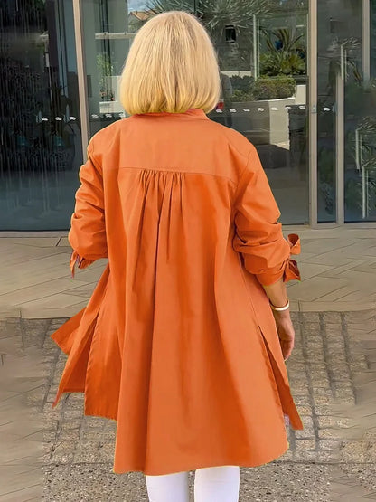 Elliora - Chaqueta de Camisa de Algodón con Espalda Fruncida