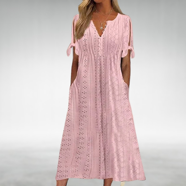 NATALIE – VESTIDO DE VERANO AZUL CLARO CON OJAL