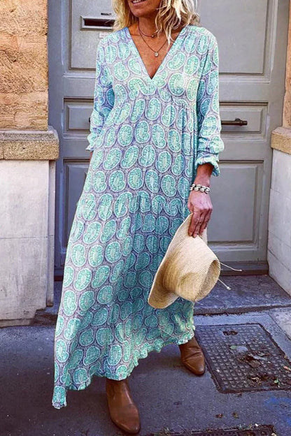 Leila - Vestido fluido con escote en V y estampado refinado