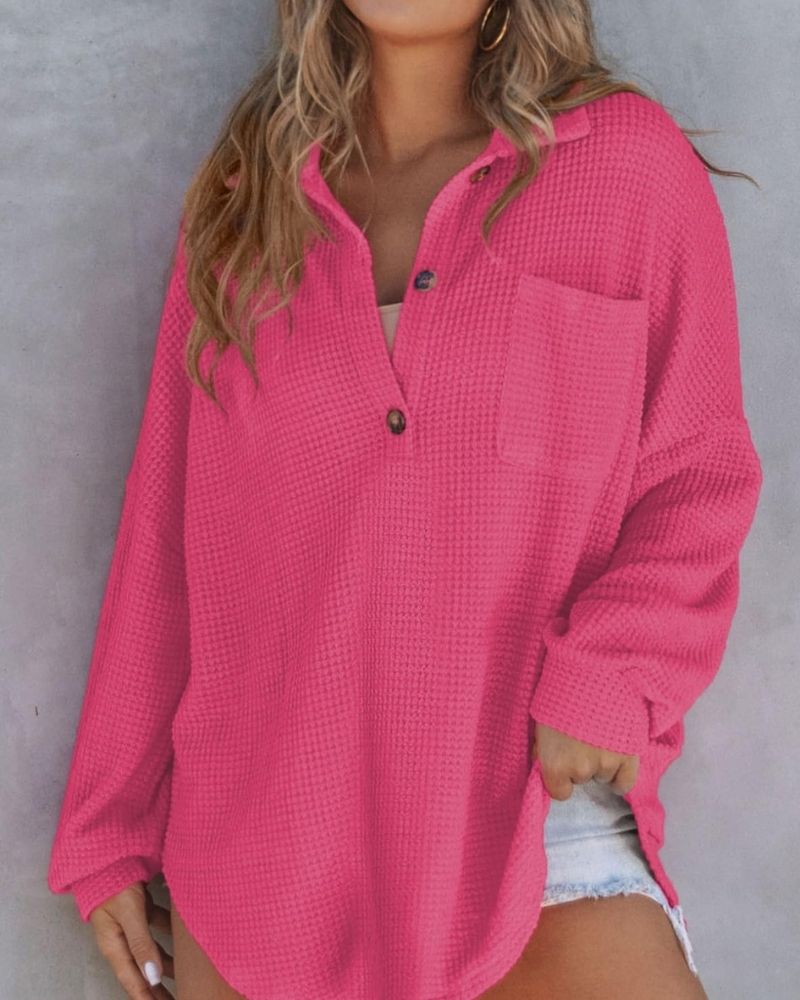 TAHLIA - Camiseta de V en tejido waffle