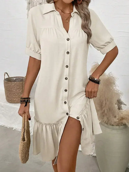 Aliyah – Vestido con Botones y Volantes en el Dobladillo