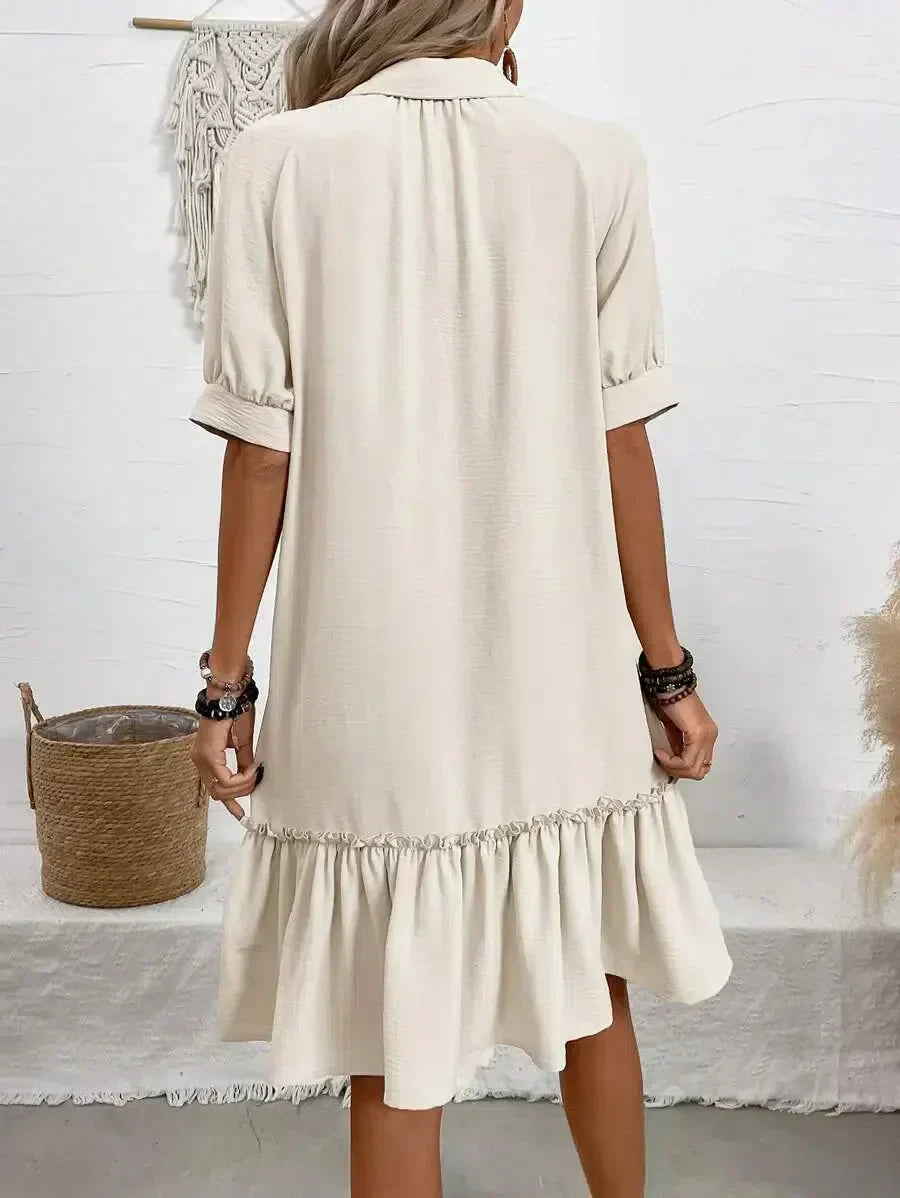 Aliyah – Vestido con Botones y Volantes en el Dobladillo