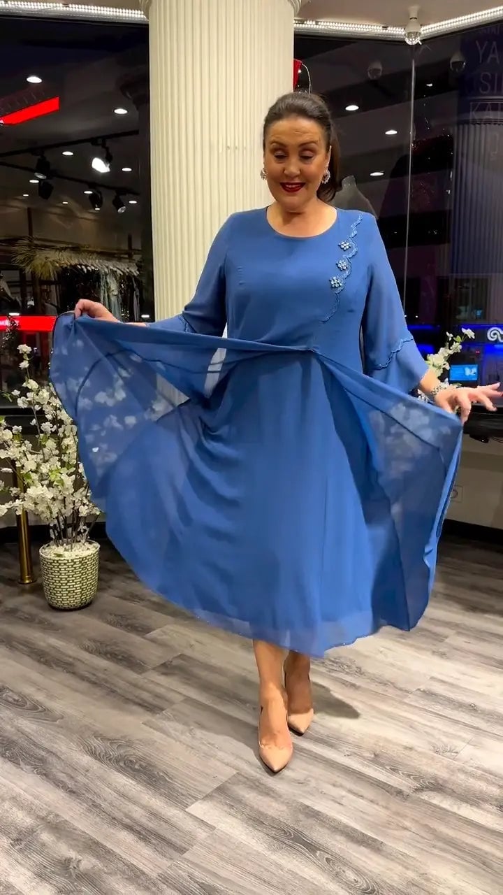 SAMARA – VESTIDO SUELTO DE CHIFÓN EN COLOR SÓLIDO PARA MUJERES