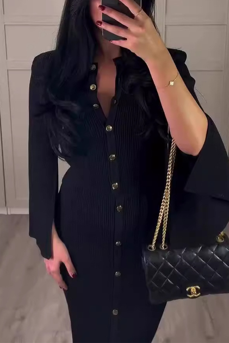 SEREN – CONJUNTO DE DOS PIEZAS CON CUELLO O Y MANGAS LARGAS ELEGANTE PARA EL DÍA