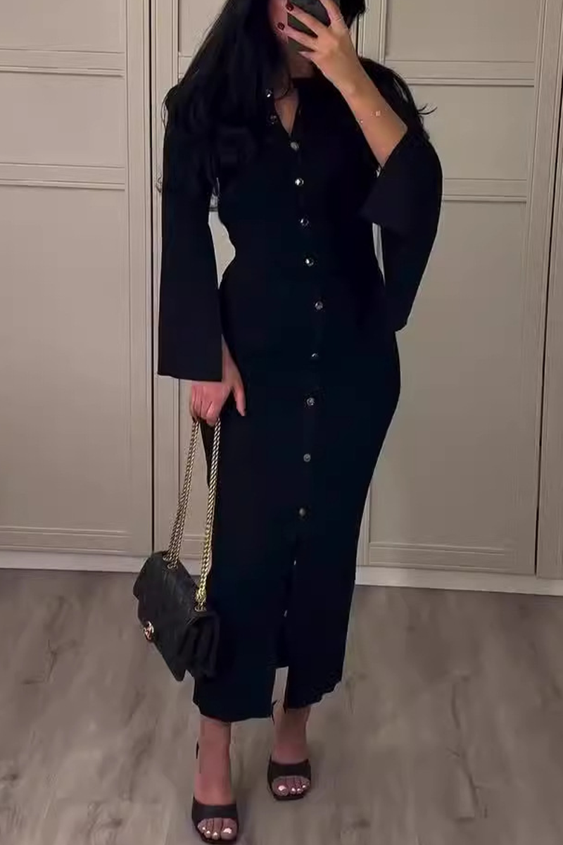 SEREN – CONJUNTO DE DOS PIEZAS CON CUELLO O Y MANGAS LARGAS ELEGANTE PARA EL DÍA