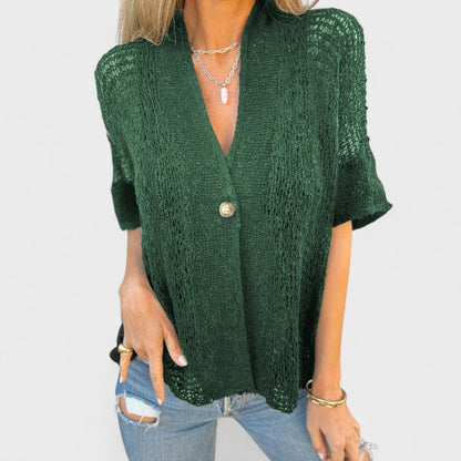 Varrea - Blusa de mujer de color sólido con un botón
