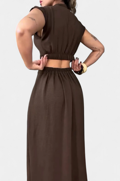 Griselda Vestido Midi con Botones y Cintura Abierta
