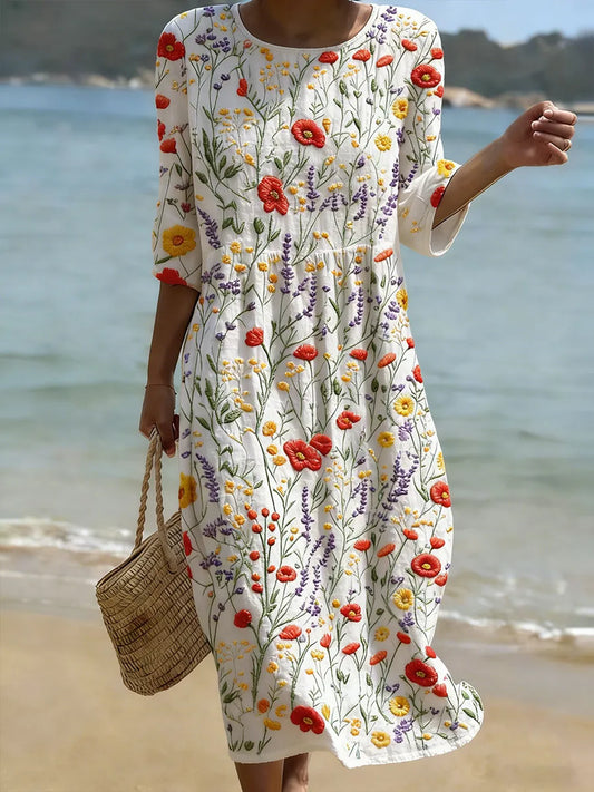 Vestido casual de mujer con estampado floral.