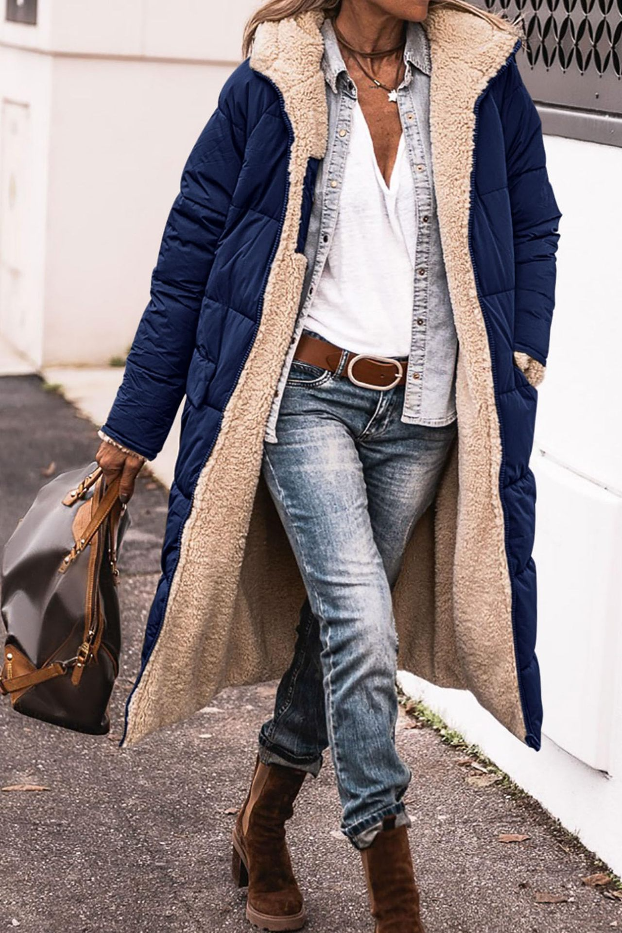 Johna – Abrigo Reversible de Sherpa Luxe