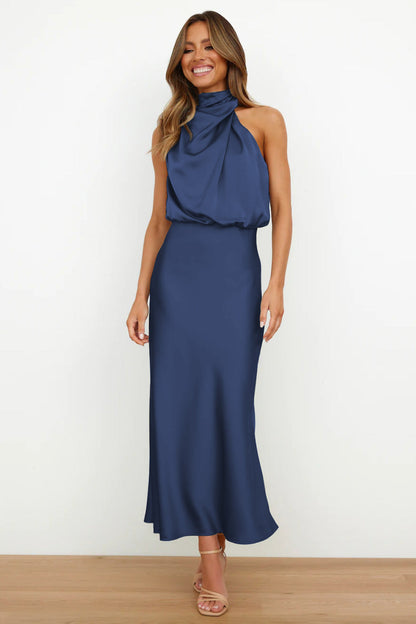 Elise | Vestido Halter de Satén Elegante – Gracioso y Chic