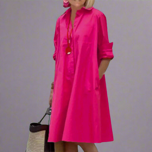 Índigo | Elegante Vestido Camisero de Manga Larga