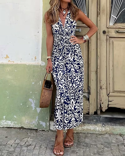 Vestido maxi estampado con tirantes finos. Ligero y femenino