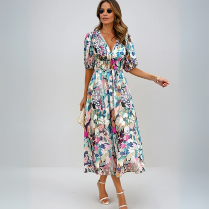 Flore - Vestido Elegante con Patrón Floral