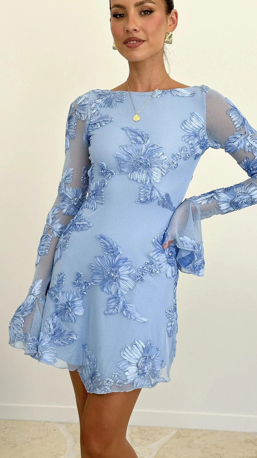 Vestido Mini Impreso Sin Espalda