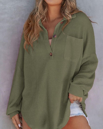 TAHLIA - Camiseta de V en tejido waffle