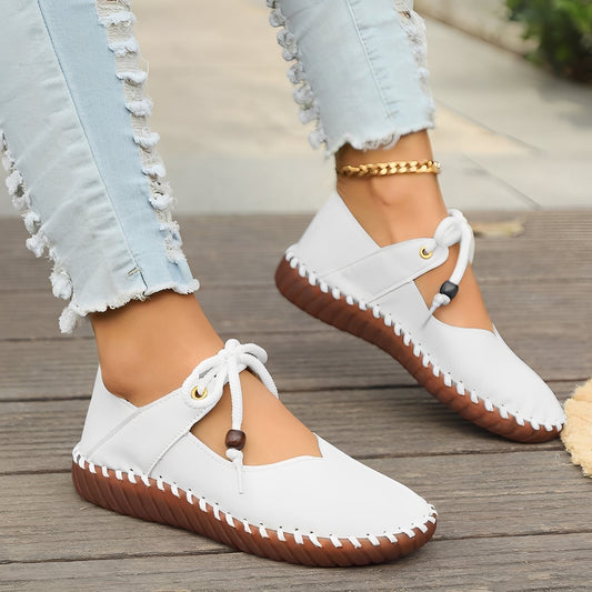 Carla - Zapatos clásicos con cordones y suela blanda para mujeres