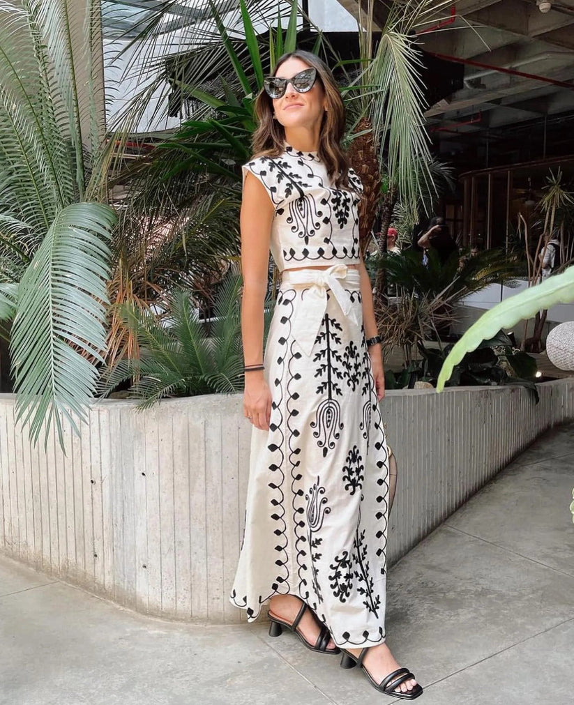 Camilla - Conjunto de Top y Falda Impresa