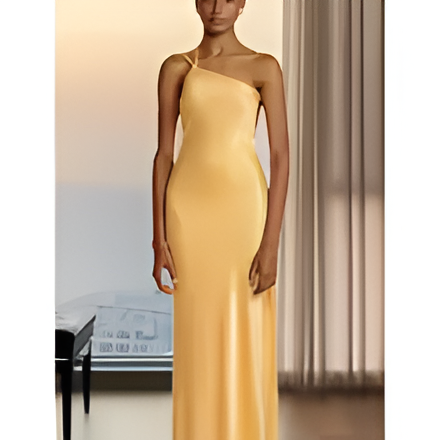 Vestido de Cuello Diagonal Sin Mangas y Espalda Descubierta para Niñas