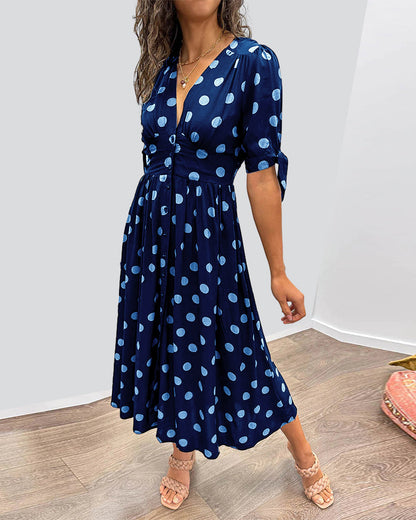Maria | Vestido de Lunares con Botones