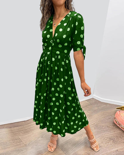 Maria | Vestido de Lunares con Botones