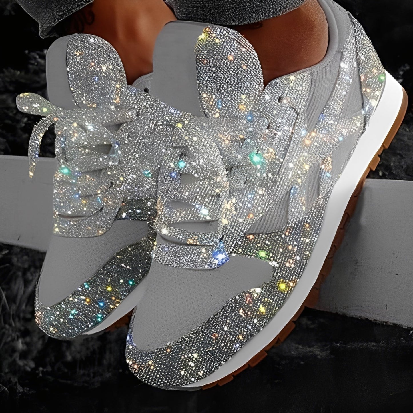 Kaycee - Zapatillas Muffin brillantes y casuales para mujer