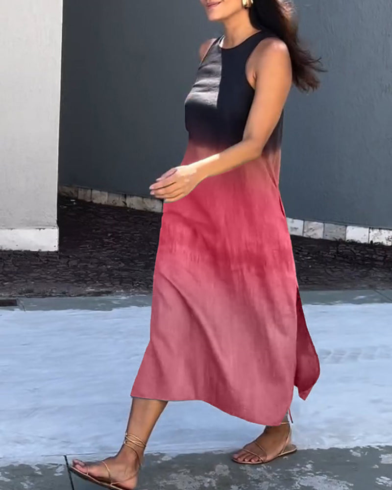 Melanie | Vestido Sin Mangas de Lino Ombre