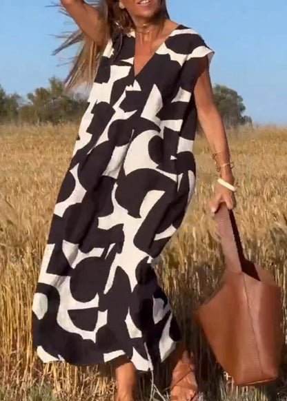 Aria™ - Vestido Impreso Suelto con Escote en V