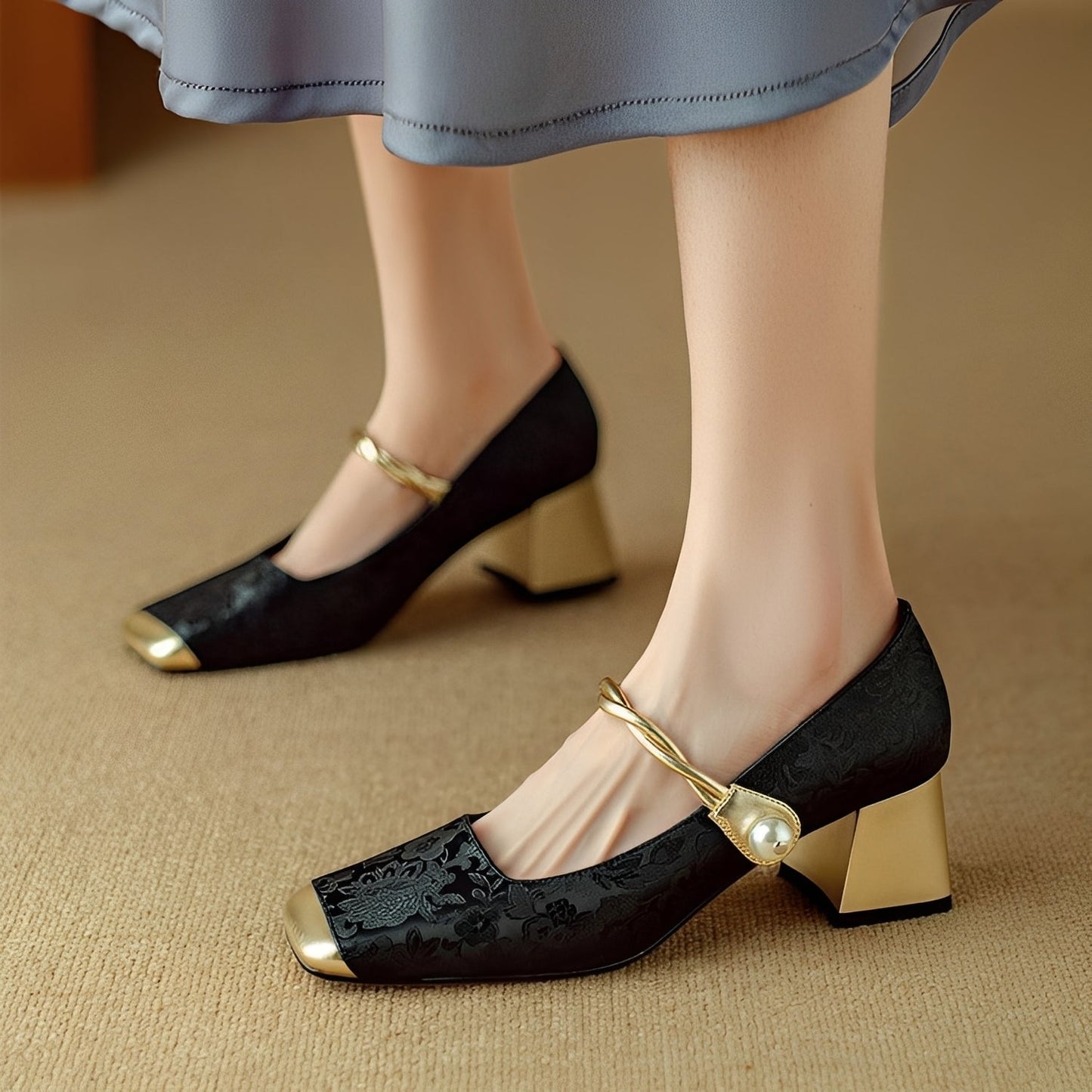 Rhonda - Elegantes zapatos de tacón bloque para mujeres