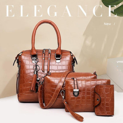 Palmer - Set de bolso de 4 piezas con patrón de cocodrilo