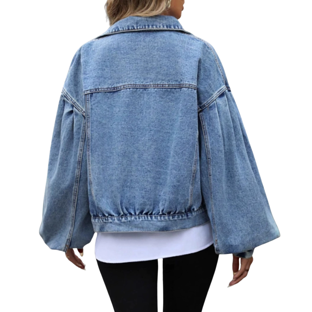 Chaqueta de Denim Cortada Casual - Corte Amplio Chic Mujer