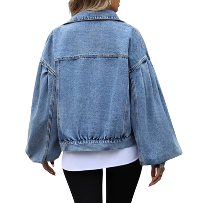 Chaqueta de Denim Cortada Casual - Corte Amplio Chic Mujer